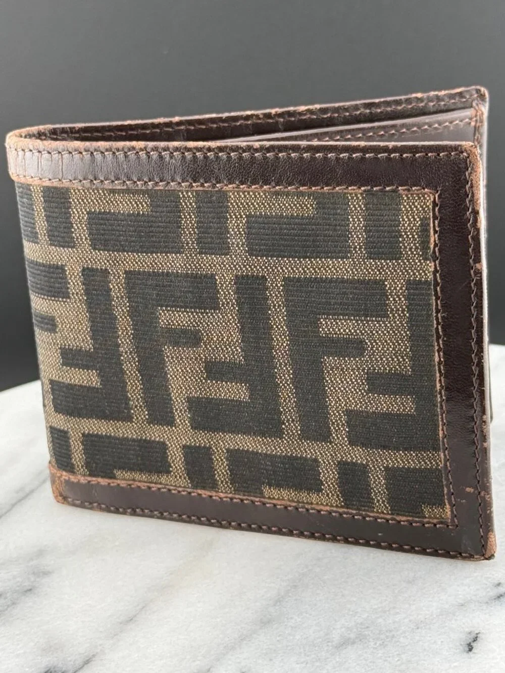Fendi Zucca FF Monogram Bifold Wallet Authentic Vintage